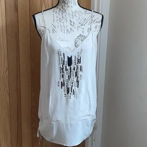 Gold Hawk Beaded Silk Tank Top, M. Like new condition.